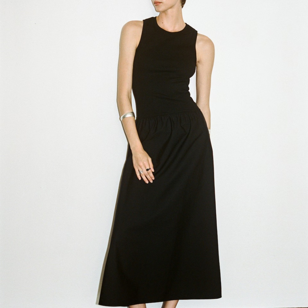 MANGO A-line Avi Tank Dress Black Size 6 NWT